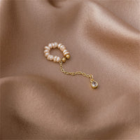 Pearl & Cubic Zirconia Tassel Charm Clip-on Earring