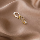 Pearl & Cubic Zirconia Cylinder Charm Clip-on Earring