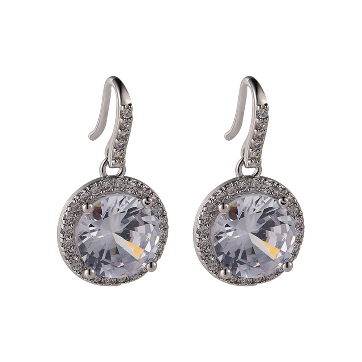 SK Clear Crystal and Cubic Zirconia Hola Drop Earrings, drop earrings for women, elegant gift for her, side view