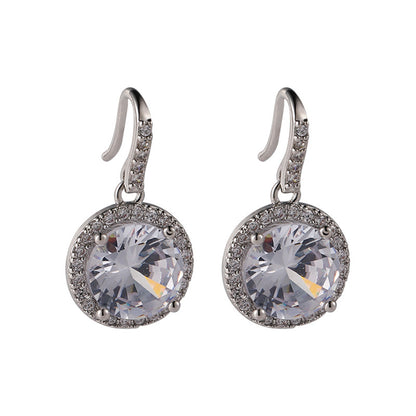 SK Clear Crystal and Cubic Zirconia Hola Drop Earrings, drop earrings for women, elegant gift for her, side view