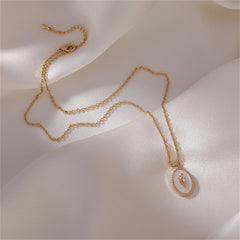 Shell & 18K Gold-Plated Rose Oval Pendant Necklace