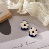 Blue & White Floral Stud Earrings