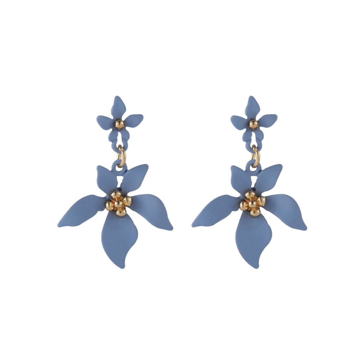 Blue Enamel & 18K Gold-Plated Flower Drop Earrings
