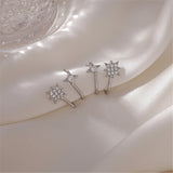 Cubic Zirconia & Silver-Plated Star Swirl Stud Earring