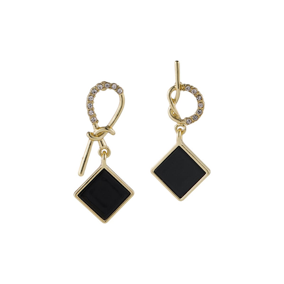 Black Shell & 18K Gold-Plated Knot Drop Earrings