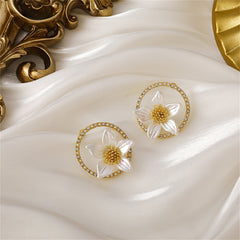Cubic Zirconia & Pearl Lily Stud Earrings