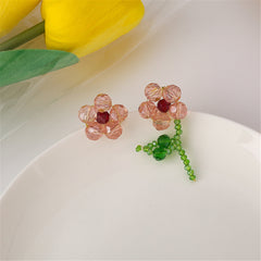 Red Acrylic & 18K Gold-Plated Flower Stud Earrings
