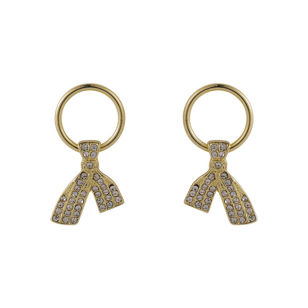 Cubic Zirconia and 18K Gold-Plated Ties Stud Earrings, gold drop earrings for women, everyday style, front view