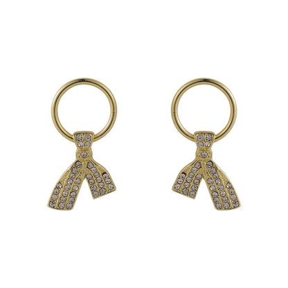 Cubic Zirconia and 18K Gold-Plated Ties Stud Earrings, gold drop earrings for women, everyday style, front view