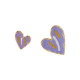 Purple Enamel & 18k Gold-Plated Mismatching Heart Stud Earring