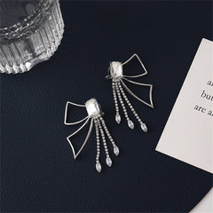 Crystal & Cubic Zirconia Tassel Abstract Butterfly Drop Earrings