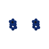 Blue Cubic Zirconia & Enamel Flower Stud Earrings