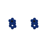 Blue Cubic Zirconia & Enamel Flower Stud Earrings