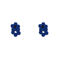 Blue Cubic Zirconia & Enamel Flower Stud Earrings