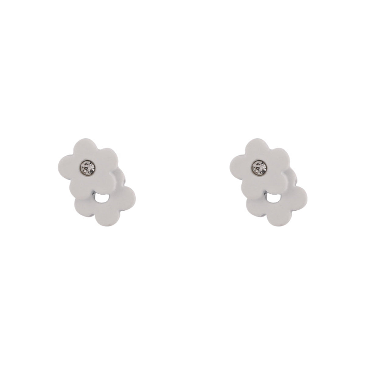 Cubic Zirconia and Enamel Flower Stud Earrings, stud earrings for women, vintage-inspired design, side view