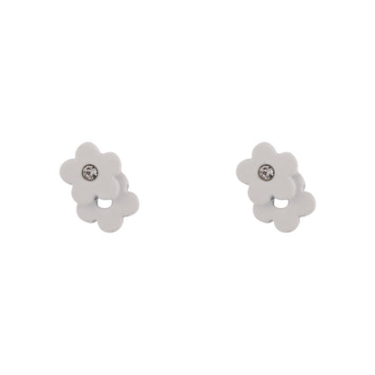 Cubic Zirconia and Enamel Flower Stud Earrings, stud earrings for women, vintage-inspired design, side view