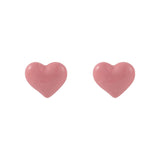 Pink Enamel & Silver-Plated Heart Stud Earrings