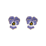 Blue & Cubic Zirconia Flower Stud Earrings