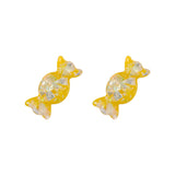 Yellow & Silver-Plated Candy Stud Earrings