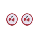 Red Enamel & Silver-Plated Cherry Round Stud Earrings