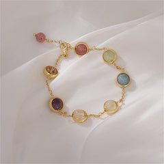 Multicolor Crystal & 18K Gold-Plated Station Bracelet