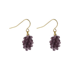 Purple Transparent Resin & 18K Gold-Plated Grape Bunch Drop Earrings