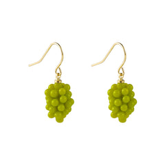 Green Resin & 18K Gold-Plated Grape Bunch Drop Earrings