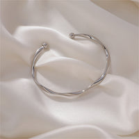 Silver-Plated Curved Waves Cuff