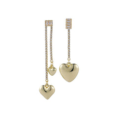 Cubic Zirconia & 18K Gold-Plated Asymmetric Heart Drop Earrings