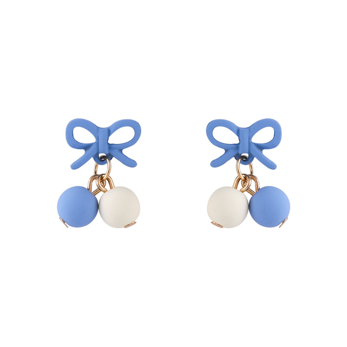 Blue Enamel & 18K Gold-Plated Bow Drop Earrings