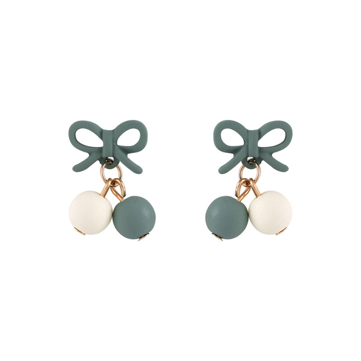 Green Enamel & 18K Gold-Plated Bow Drop Earrings