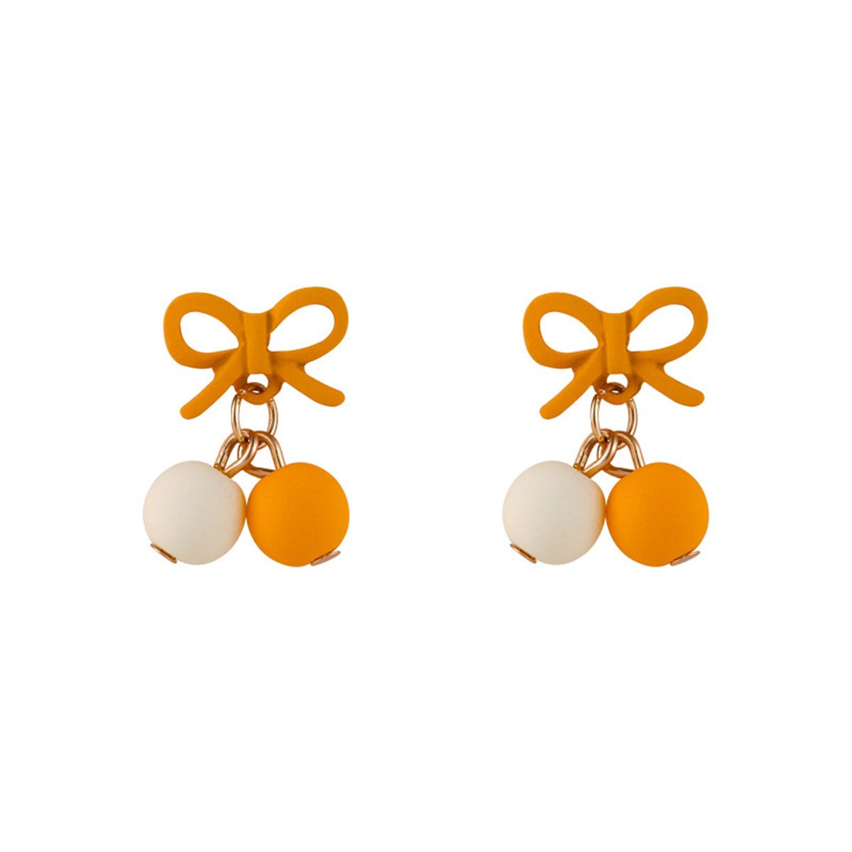 Yellow Enamel and 18K Gold-Plated Bow Drop Earrings, gold drop earrings for women, everyday style, front view