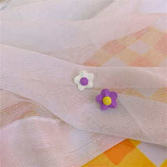Purple & Yellow Flower Stud Earrings