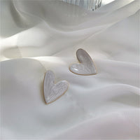 Enamel & 18k Gold-Plated Heart Stud Earrings