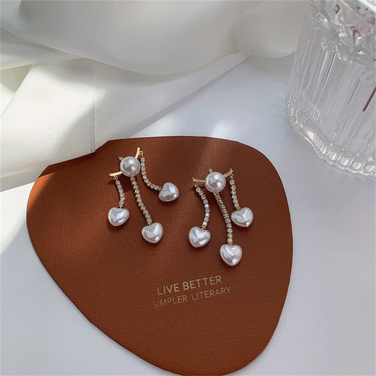 Pearl & Cubic Zirconia 18K Gold-Plated Heart Tassel Ear Jackets