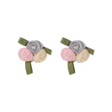 Pink Mesh & Pearl Tri-Rose Stud Earrings