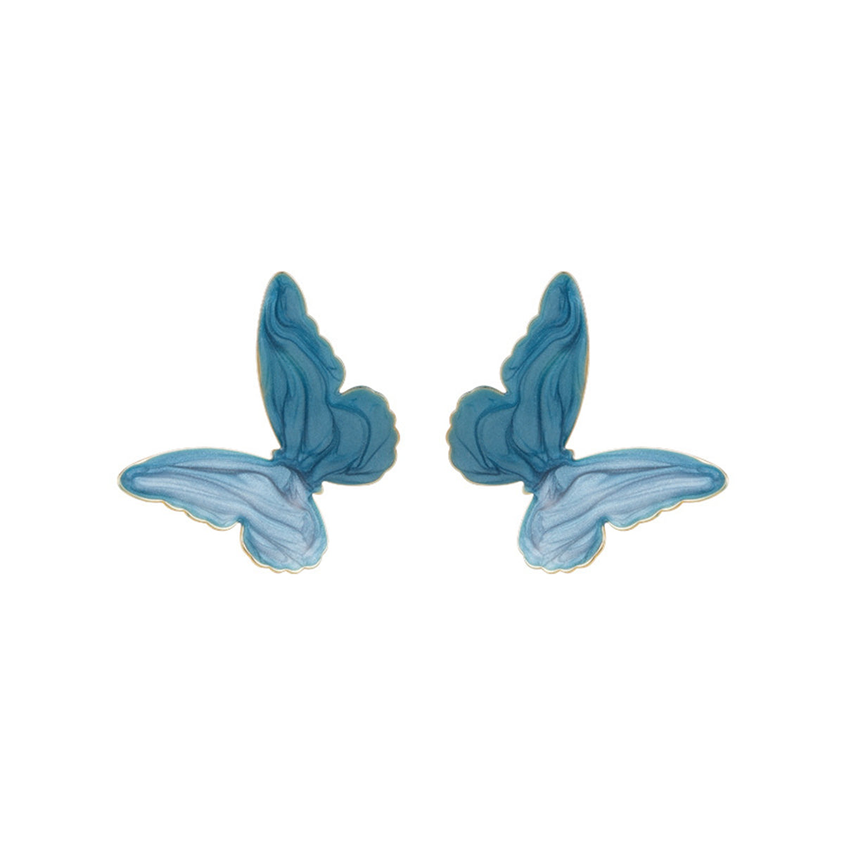 Blue Enamel & 18K Gold-Plated Butterfly Stud Earrings