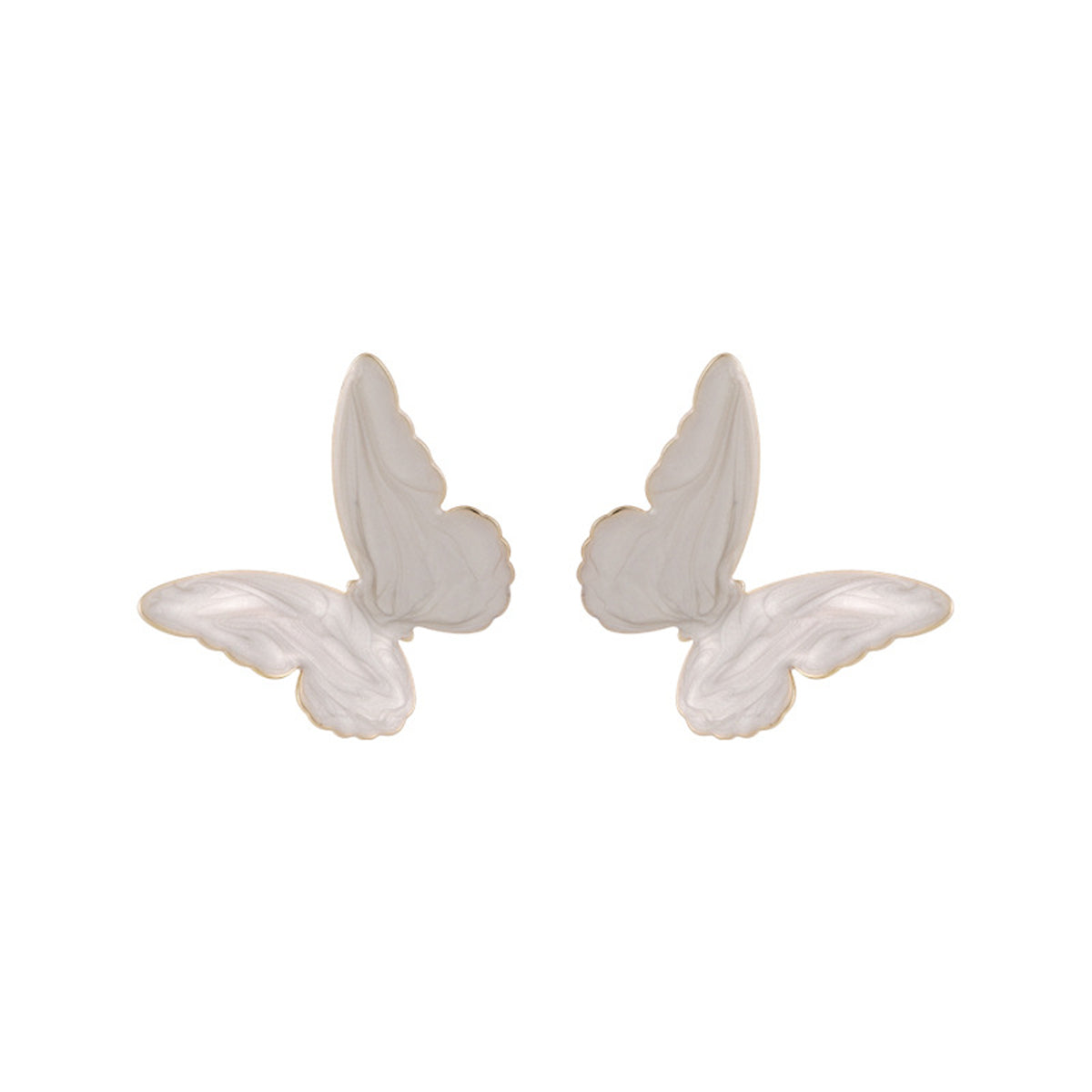 White & 18K Gold-Plated Butterfly Stud Earrings