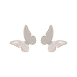 White & 18K Gold-Plated Butterfly Stud Earrings