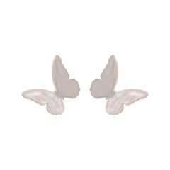 White & 18K Gold-Plated Butterfly Stud Earrings