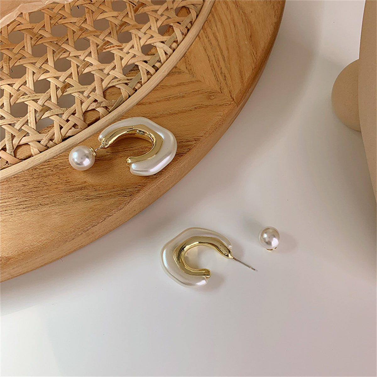 Pearl & 18K Gold-Plated Half-Hoop Ear Jackets