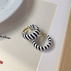 Polystyrene & 18K Gold-Plated Stripe Hoop Earrings