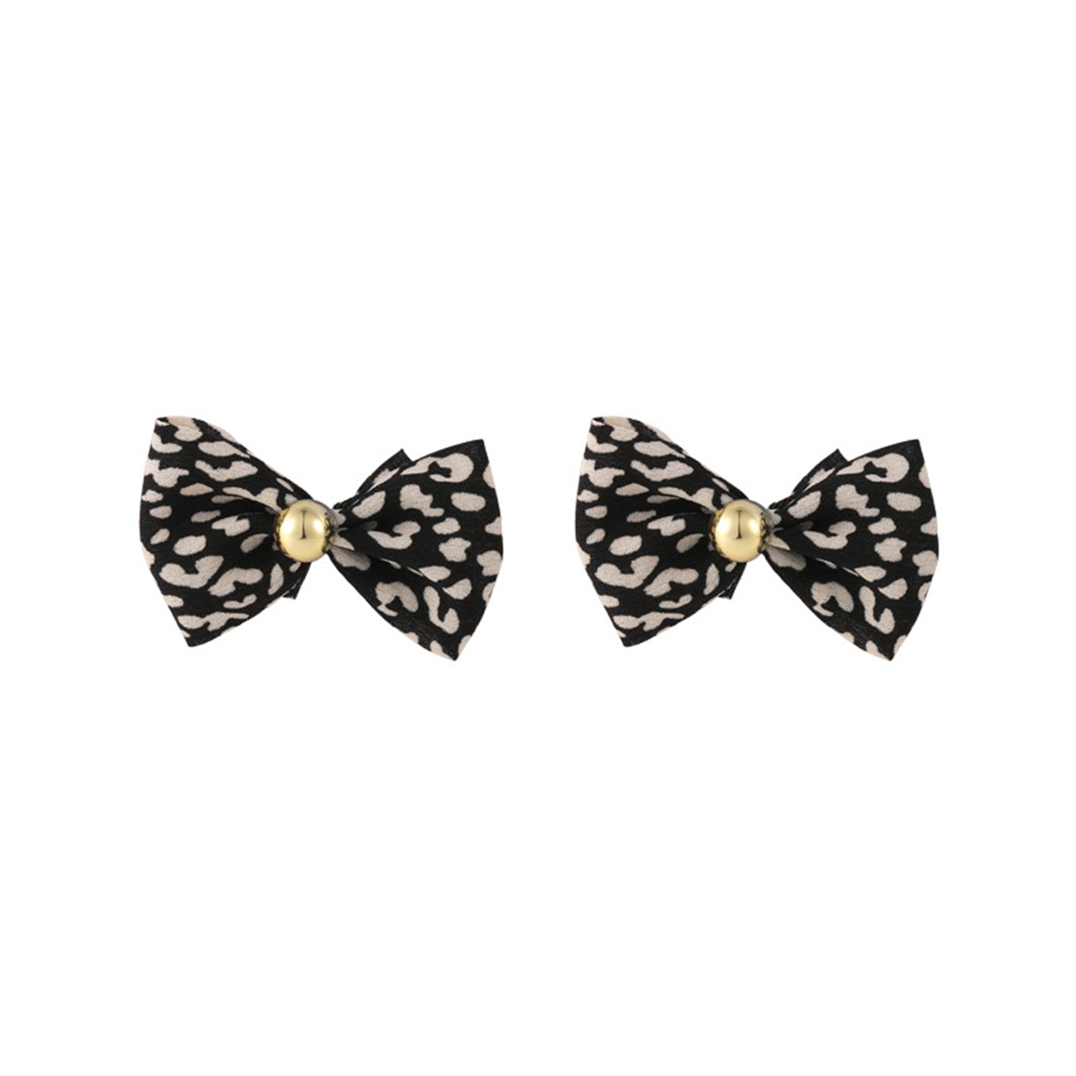 Black & 18K Gold-Plated Leopard Bow Stud Earrings