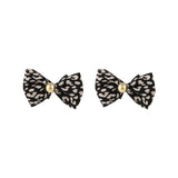 Black & 18k Gold-Plated Leopard Bow Stud Earrings