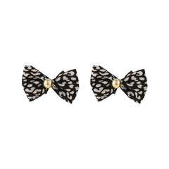 Black & 18K Gold-Plated Leopard Bow Stud Earrings