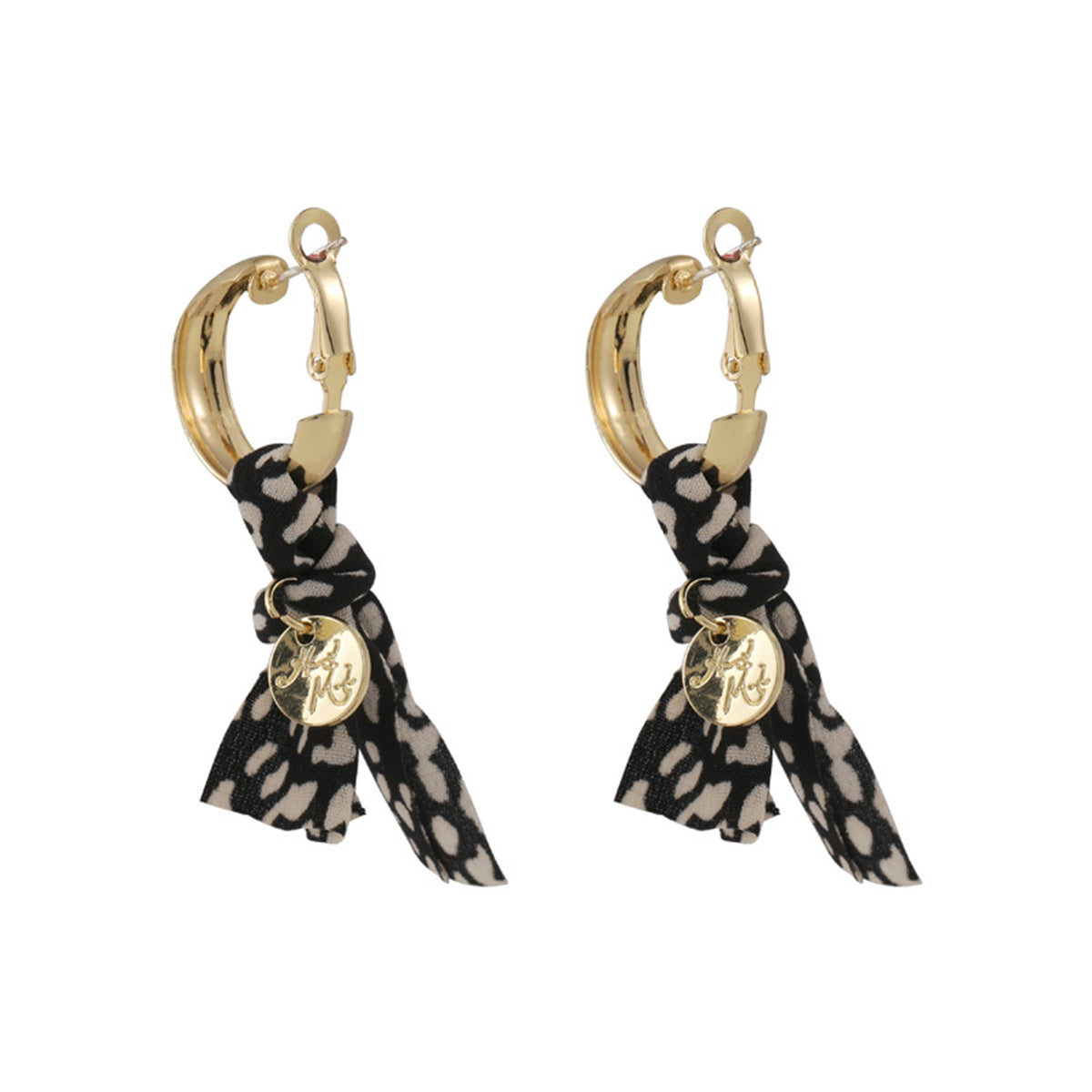Black and 18K Gold-Plated Leopard Knot-Accent Drop Earrings, gold drop earrings for women, elegant gift for her, side view