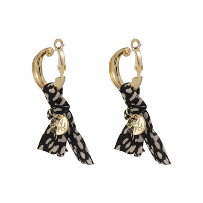 Black and 18K Gold-Plated Leopard Knot-Accent Drop Earrings, gold drop earrings for women, elegant gift for her, side view
