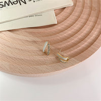 Cubic Zirconia & Enamel 18k Gold-Plated Curved Bar Stud Earrings