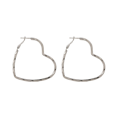 Silver-Plated Twisted Heart Hoop Earrings, botanical inspired, front view