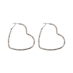 Silver-Plated Twisted Heart Hoop Earrings